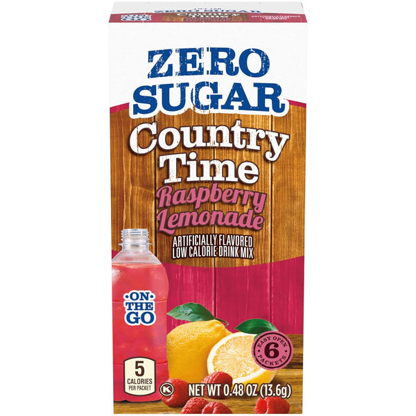 Country Time Zero Sugar Raspberry Lemonade Powdered Drink Mix, 6 ct On-the-Go