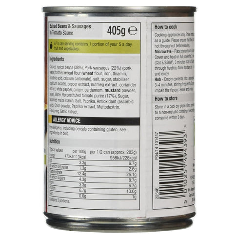 Morrisons 405g Baked Beans & Sausages in Tomato Sauce