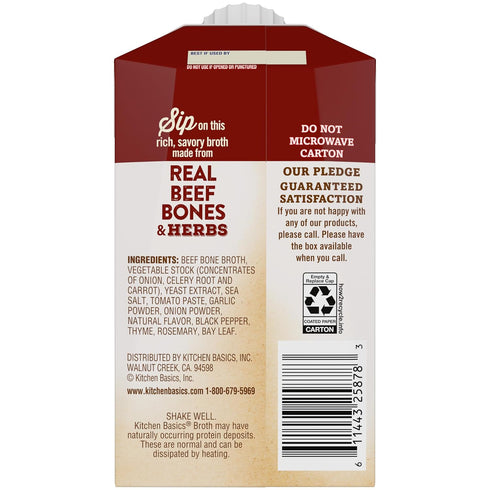 8.25 oz (Pack 12) Kitchen Basics Beef Bone Broth, Carton of A Delicious Boost of Flavor to soups and gravy, Great