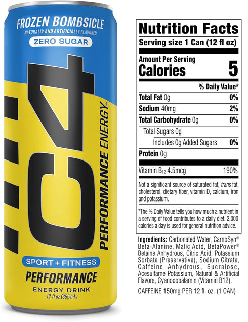 C4 12oz 4pk Frozen Performance Energy Carbonated Bomb