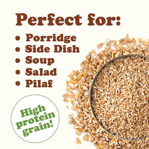 6 Food to Live Organic Italian Steel Cut Farro, Pounds Non-GMO, Cracked Pearled Wheat Grain, Non-Irradiated, Vegan