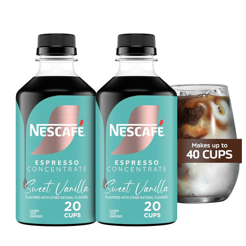 NESCAF Espresso Concentrate Sweet Vanilla Flavored, Instant Espresso Coffee Concentrate, Cold Brew