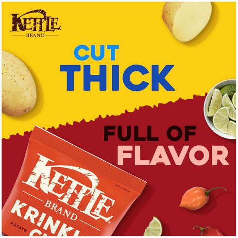 7.5 Oz Kettle Brand Potato Chips, Krinkle Cut, Habanero Lime Kettle Chips