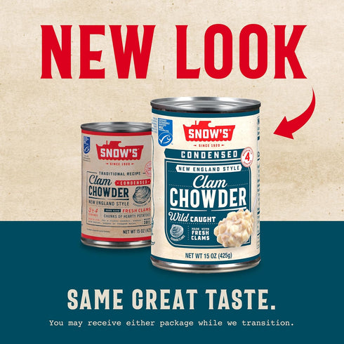 15 oz (Pack 12) 4g Snow's Condensed New England Clam Chowder, Can of - Protein per Serving - Authentic New England
