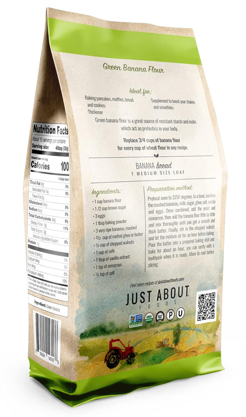 1lb, USDA Organic Banana Flour Vegan, Paleo, Grain & Gluten Free, All-Purpose Wheat Flour Alternative, Great For Baking