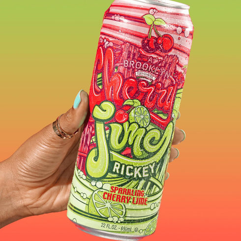 22 Oz (Pack 12) AriZona Cherry Lime Rickey Soda, A Brooklyn Original Sparkling Drink - Big Can, Fl