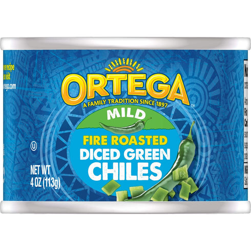 Ortega Fire Roasted Diced Green Chiles, Mild, 4 oz (Pack of 12)