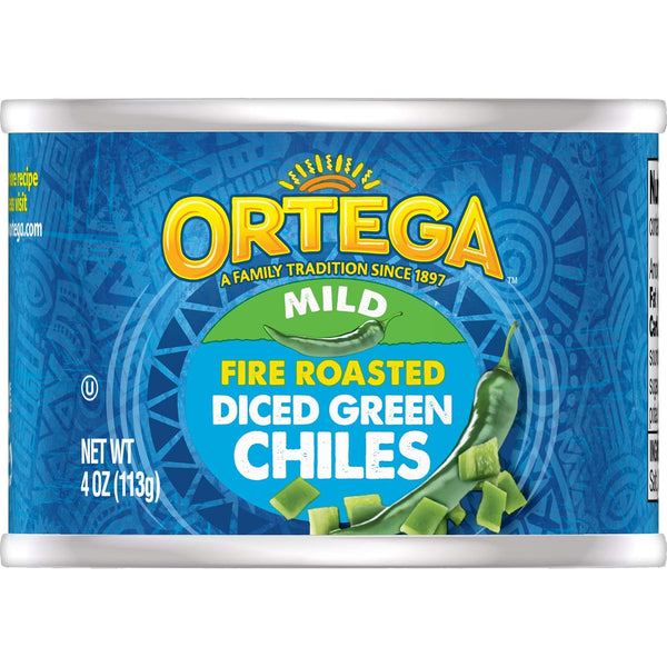 Ortega Fire Roasted Diced Green Chiles, Mild, 4 oz (Pack of 12)
