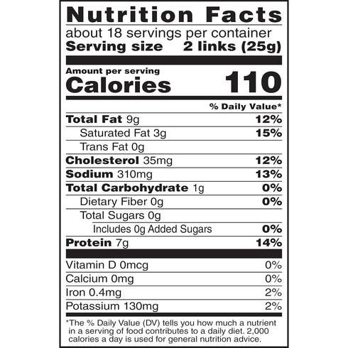 7g 16oz. Duke's Pork Hatch Green Chile Smoked Shorty Sausages, Protein Per Serving