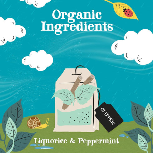 50 Clipper Tea Peppermint & Licorice Teabags Caffeine Free, USDA Organic, Great Hot or Iced Sweet, Refreshing, Natural