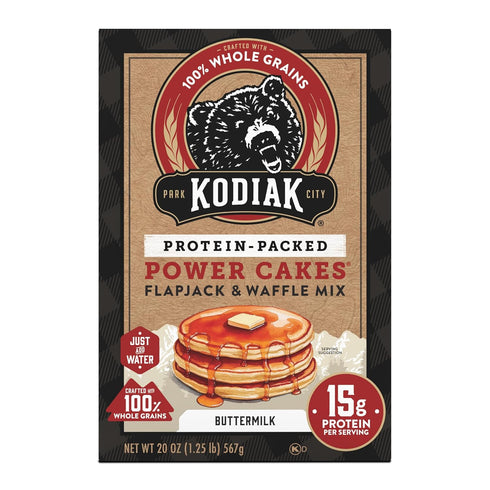 20 Oz, (Pack 6) Kodiak Cakes Protein Pancake Power Cakes, Flapjack and Waffle Baking Mix, Buttermilk