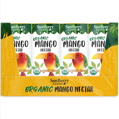 32 Pack (6.75 oz) Sunberry Farms Organic Mango Nectar Juice Boxes fl Organic Mango Juice Drinks, All Natural, Real