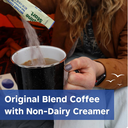 Alpine Start Instant Coffee Packets with Creamer - Single Serve Latte Powder Mix from Arabica Coffee Beans
