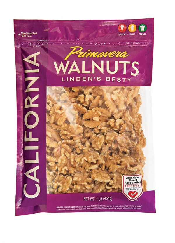 Primavera Walnuts Halves and Pieces 1lb - Raw Unsalted Walnuts 100% California Grown