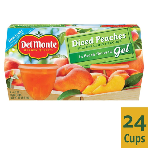 4.5 (Pack 24) Del Monte Diced Peaches in Peach Flavored Gel Fruit Cups, Ounce Cups