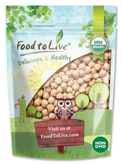 Food to Live Organic Garbanzo Beans, 2 Pounds Dried Chickpeas, Non-GMO, Kosher,
