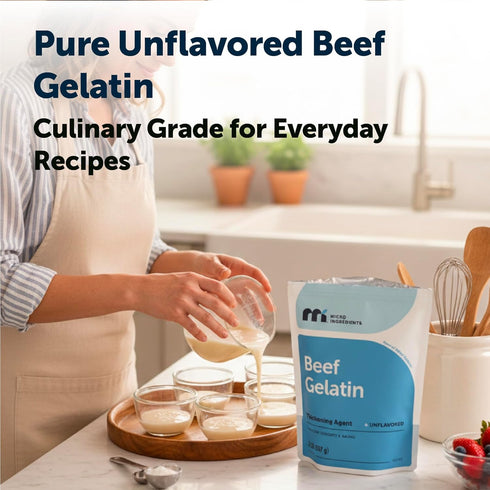 2lb (32oz) Beef Gelatin Powder, | Premium Source from Grass-Fed & Pasture Raised Beef | Unflavored Thickening Agent