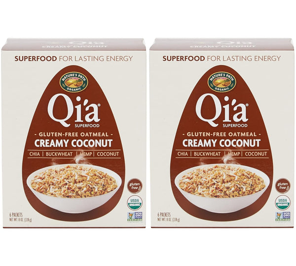 Qi'a Superfood Organic Hot Oatmeal - Creamy Coconut - 2 Boxes with