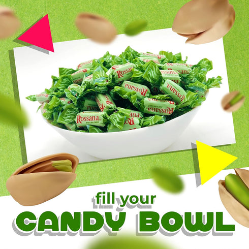 1 75 Count Fida Rossana Pistachio Hard Candy | Pound Bag - | Individually Wrapped Rossana Italian Candy | Rich