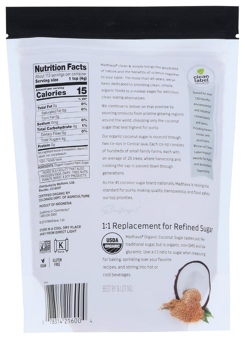 16 oz (Pack 2) Madhava Agave Nectar, Organic Coconut Sugar