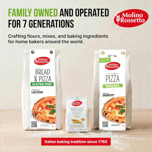 Rossetto 17.6 oz (500 (Pack 1) Molino Organic Pizza Dough Mix with Active Dry Yeast - Healthy Pizza Crust or Bread