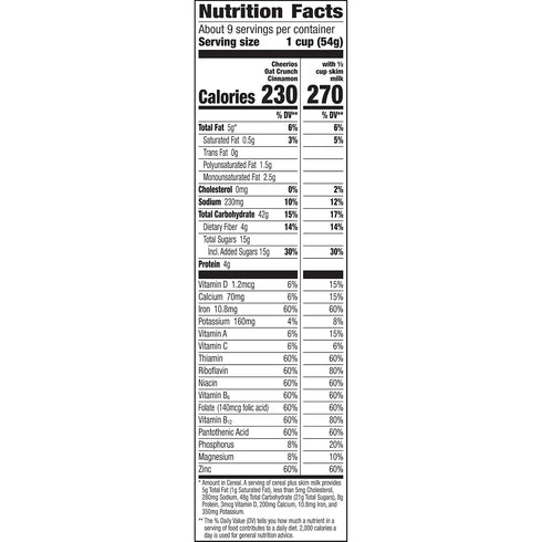 18.2 oz (Pack 6) Cheerios Cinnamon Oat Crunch Cereal, Box