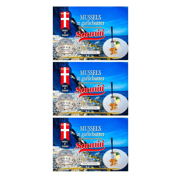 Sanniti Mussels in Garlic Butter, 3.9 Ounce | Natural Source of Omega