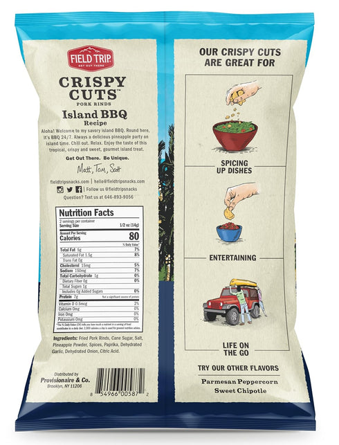 1 (12 Count) Field Trip Keto Diet Friendly, Low Carb, Island BBQ Pork Rinds, Ounce