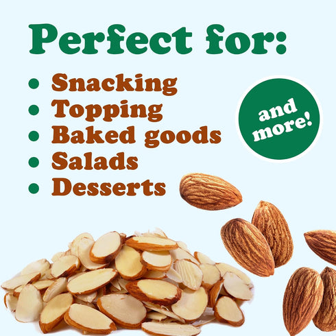 12 Food to Live Dry Roasted Natural Sliced Almonds with Himalayan Salt, Ounces Unblanched Nuts, Oven Toasted, Lighly