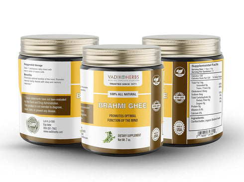 Brahmi Ghee (Herbal medicated ghee) by Vadik Herbs | Premium potency herb in a natural, fresh ghee base ~ Made in the