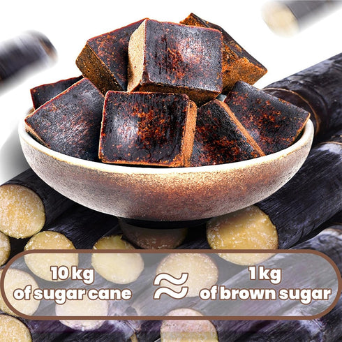 H2ONDBQF 200g/7.05oz Brown Sugar Cubes, Deep Molasses Richness Raw Cane Demerara Sugar, Handmade Ancient Black Sugar