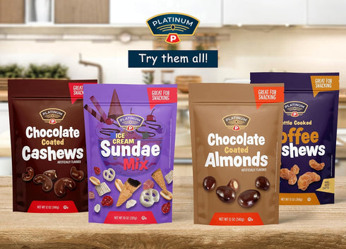 Platinum 12 oz Packs - Chocolate Coated Cashews Resealable Pouch | Chocolate Candy Covered Flavored Cashew, Roasted