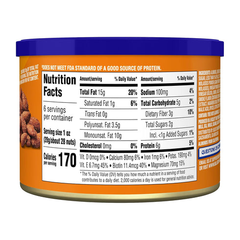 6 oz. Blue Diamond Almonds, Habanero BBQ Flavored Snack Nut, Non-GMO, Kosher, No Gluten Ingredients, Protein Based