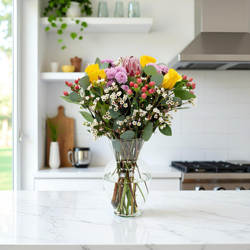 Stargazer Barn Blooming Cheer Bouquet with Vase Mothers Day Flowers for Mom Fresh Flower Delivery, Farm Fresh
