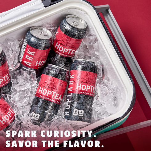 16fl oz (Pack 12) HOPLARK Sparkling HopTea THE MILE HIGH-BISCUS ONE, Tall Cans of Hibiscus Tea with Lemondrop