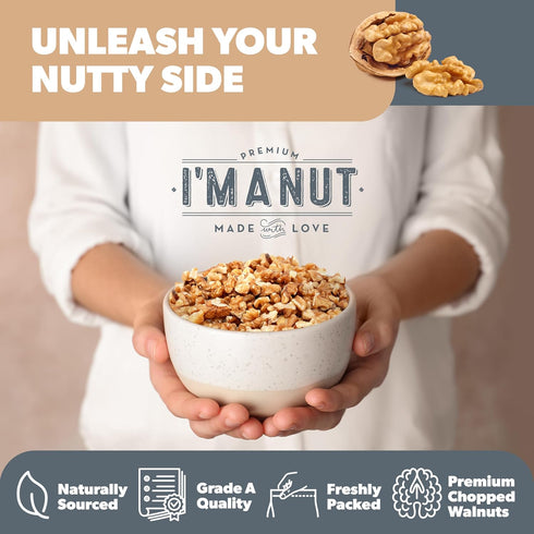 32oz (2 lb) 100% Premium Raw Chopped Walnuts - Natural, No-PPO, Non-GMO, Batch-Tested Gluten & Peanut Free, Kosher