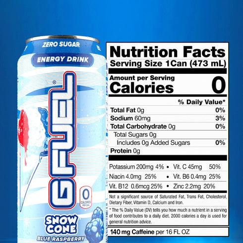 300mg 16 oz 12-Pack) G Fuel Energy Drink, Snow Cone, Sugar Free Beverage with Caffeine, Daily Energy Boost with Focus