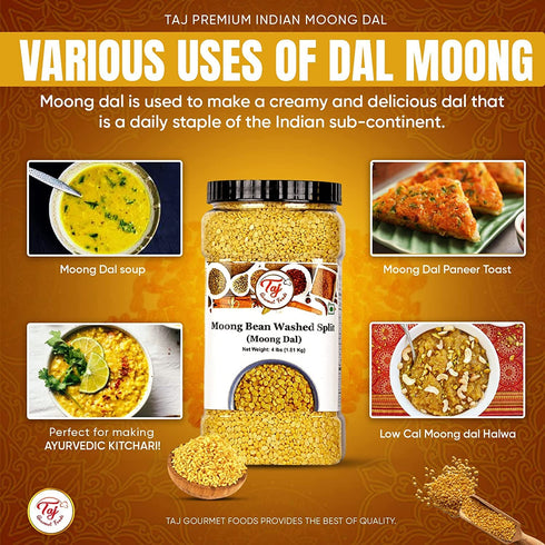 TAJ Gourmet Foods (4-Pounds) TAJ Moong Dal Mung Lentils