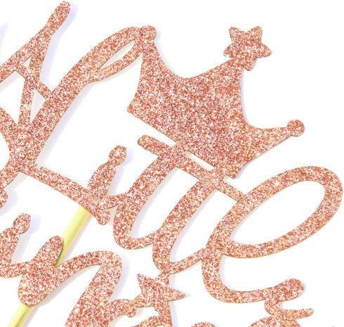 A Little Princess Cake Topper - Happy Birthday Decor for Girls, Baby Shower/Gender Reveal, Rose Gold Glitter