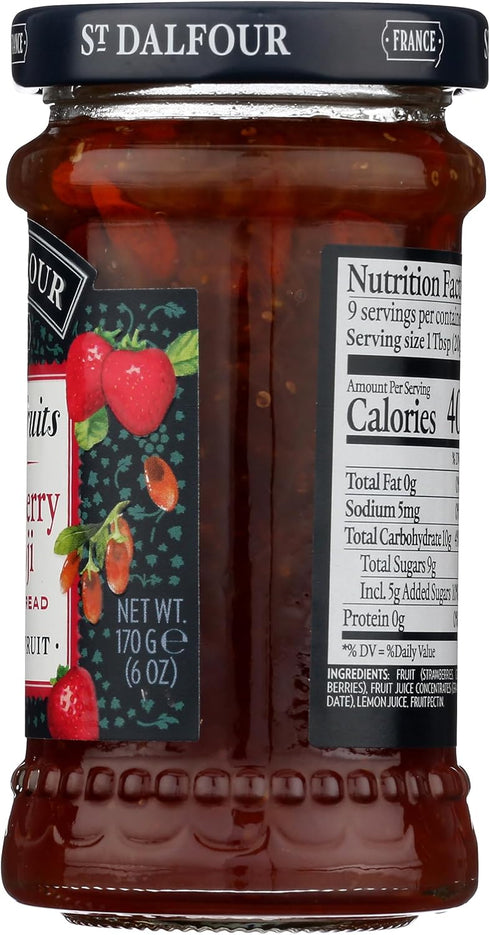 6 St Dalfour, Fruit Spread Superfruit Strawberry Goji, Ounce