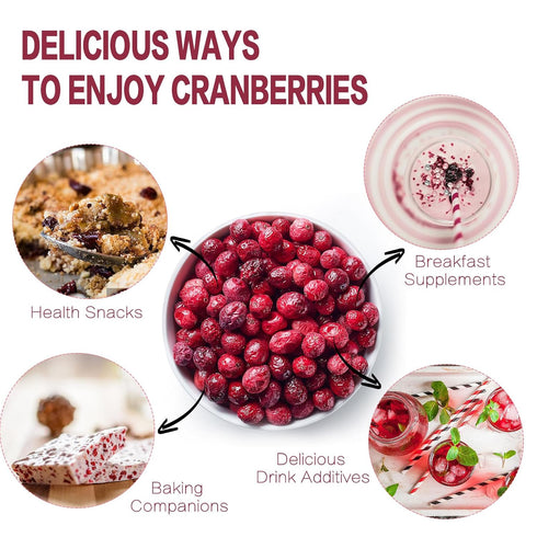 Frozen 100% 3OZ/85G Freeze Dried Cranberries Pieces, Cranberries, No Added Sugar, Natural, Freeze Dried Fruit