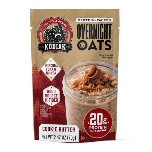 9 Kodiak Cakes Protein Overnight Oats, Cookie Butter, pouches