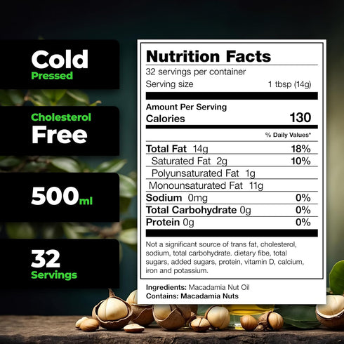 9 3 6 (32 Species Nutrition Macadamia Nut Oil, Healthy Cooking Oil for Stir Fry, Sweet, Buttery, Great Tasting, Omega