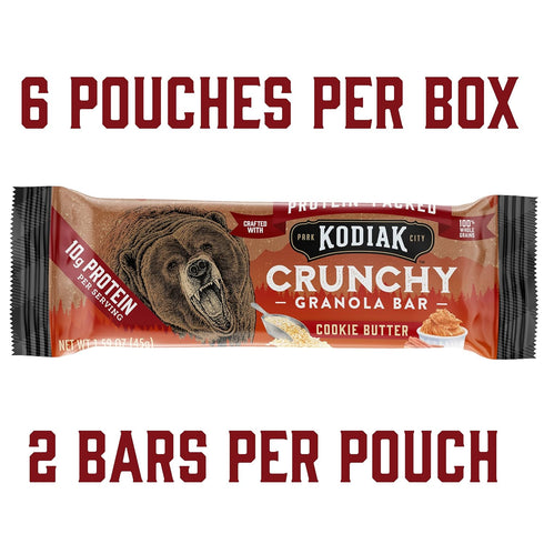 100% 1 6 (12 Kodiak Cakes Crunchy Granola Snack Bars, Cookie Butter, High Protein, Whole Grains, box with pouches bars)