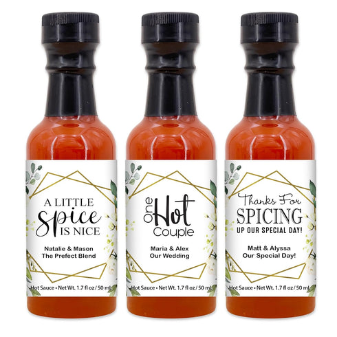 Best Day Ever Spot Geometric Floral Hot Sauce Gifts, Mini Hot Sauce Bottles, Hot Sauce Wedding
