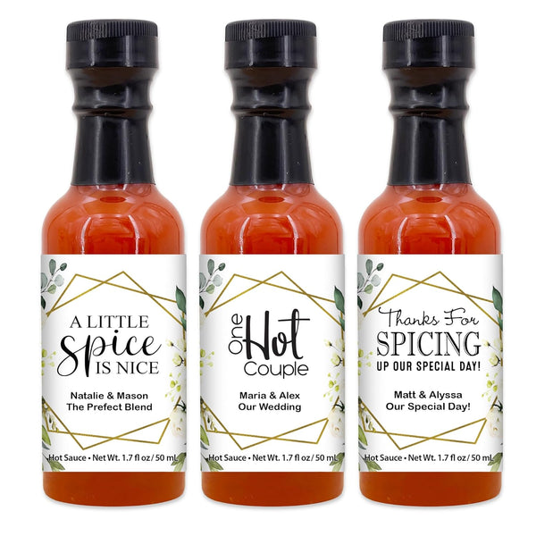 Best Day Ever Spot Geometric Floral Hot Sauce Gifts, Mini Hot Sauce Bottles, Hot Sauce Wedding