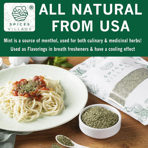 SPICES VILLAGE Dried Peppermint Leaves (2 oz) - Fresh Mint Herb, Great for Loose Leaf Tea, Dry Mint Powder
