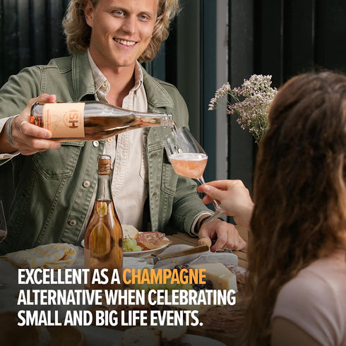 750 ml Chateau del ISH Sparkling Non Alcoholic Rose, Award Winning Non-Alcoholic Spirits, Gluten Free, Low Calorie
