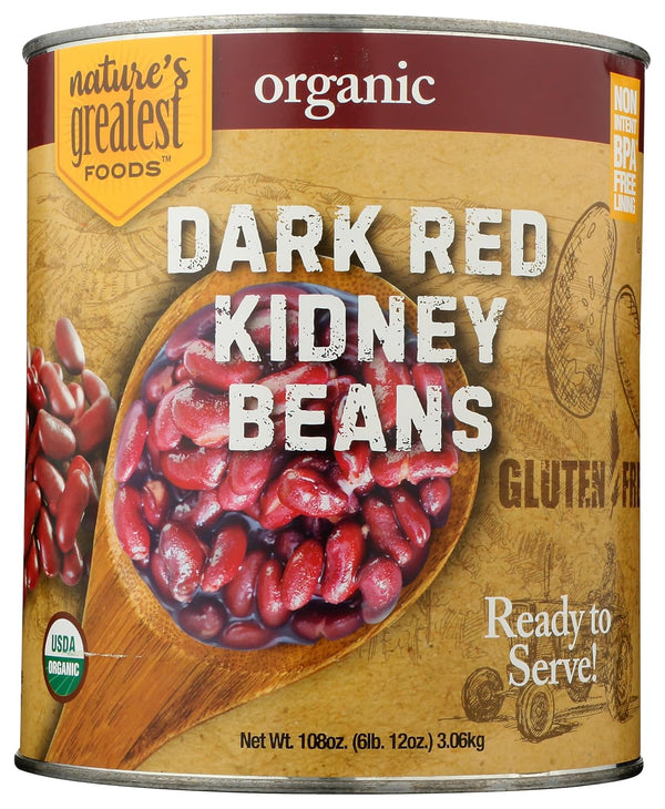 Nature's Greatest Foods , Organic Dark Red Kidney Beans, Food Service Size, Ready to Serve,