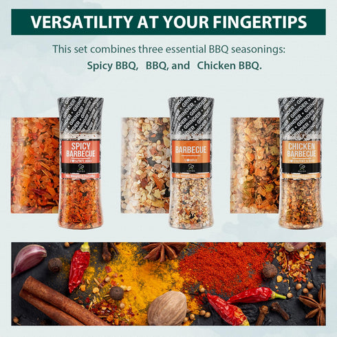 Set 3, 5.2oz(146g), Set, Set, Soeos Spice Seasoning of With Integrated Grinders, Salt and Pepper Grinder Pure and Fresh